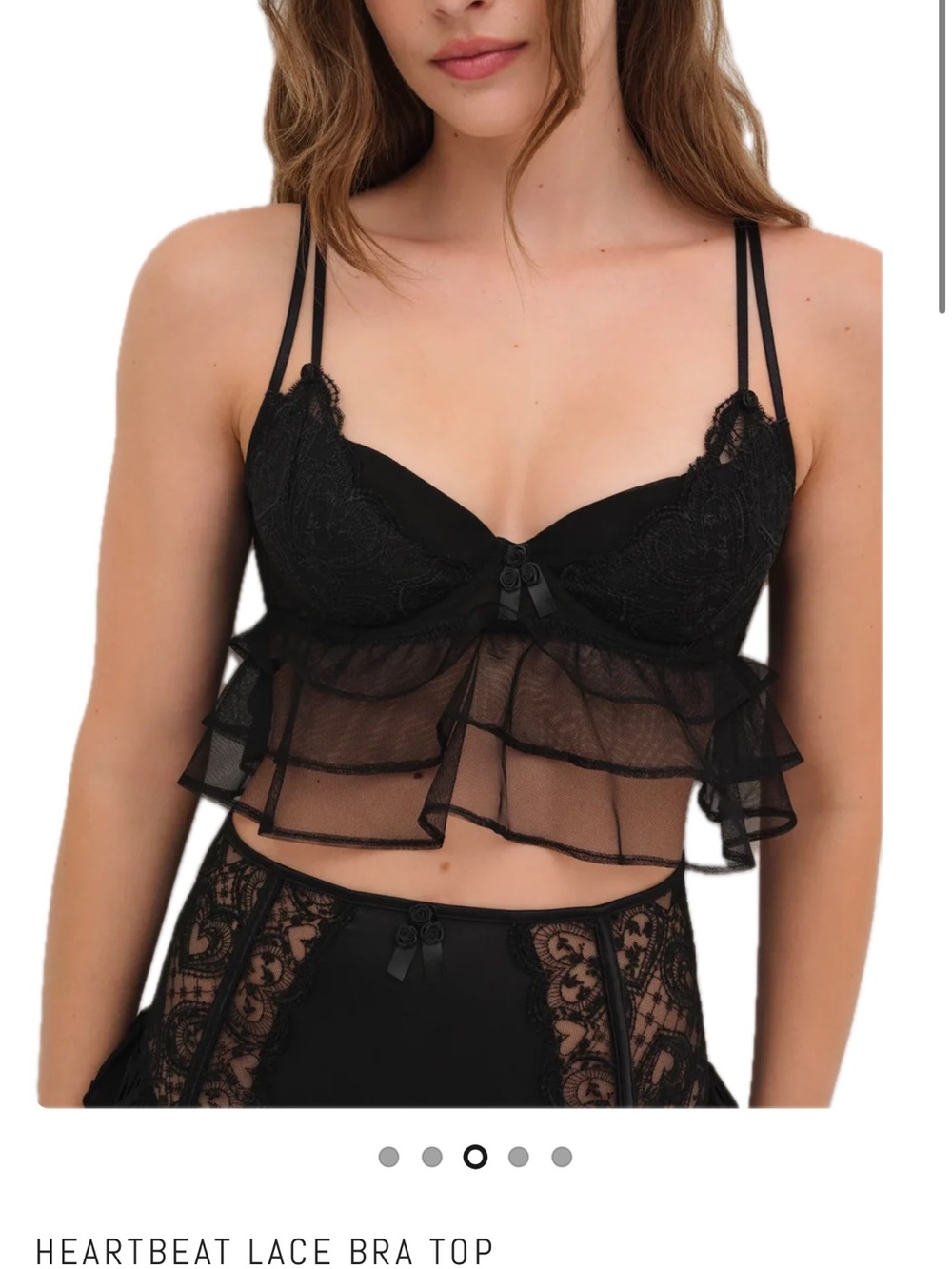 For Love and Lemons Heartbeat Lace Bra Top in Black - Women Intimates